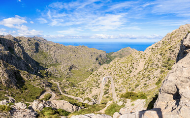 Iconic hairpin turn on Sa Calobra road in Mallorca
