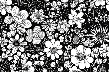 Obraz premium Whimsical botanical doodle collection featuring playful floral elements for greeting cards and prints