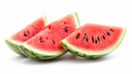 close-up view of watermelon slice on isolated white background.ai generative