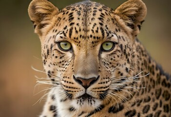 Naklejka premium Leopard's sharp eyes AI Generated