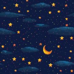 Fototapeta premium Starry Night Sky with Clouds and Moon