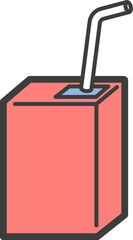 四角い紙パックに入ったストロー付きドリンクのイラスト