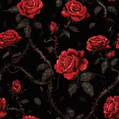 Elegant Red Roses on Black Background