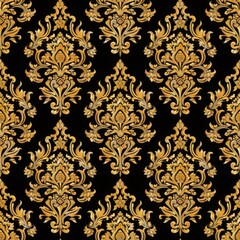Elegant Golden Floral Pattern on Black Background