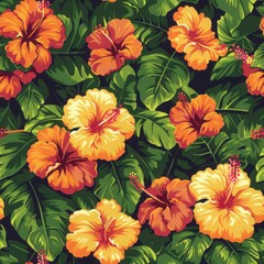 Vibrant Hibiscus Floral Pattern Design