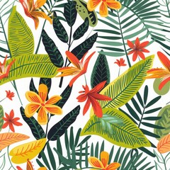 Vibrant Tropical Floral Pattern for Decor