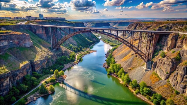 Perrine Bridge Idaho: Stunning HD Aerial View of Snake River Traffic, Twin Falls