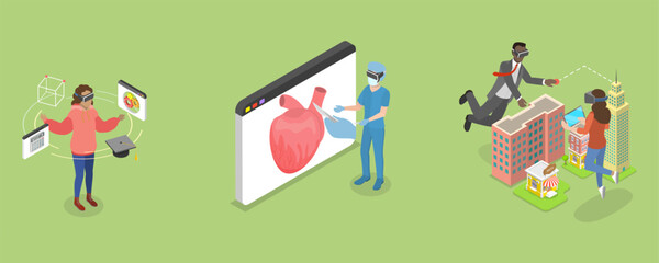 3D Isometric Flat Vector Illustration of Virtual Reality Technologies, Future Innovations