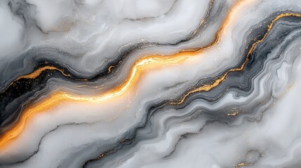 Abstract marble texture with flowing patterns in gray and gold, suitable for backgrounds