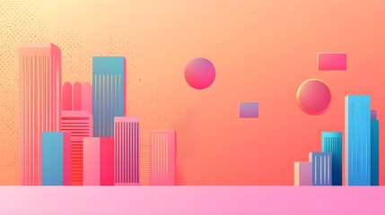 Fototapeta premium Abstract Cityscape Background with Geometric Shapes and Vibrant Colors for Creative Design