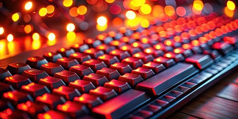 Fototapeta premium Red Illuminated Keyboard Closeup Bokeh Photography - Stunning Macro Shot
