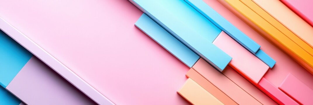 Creative arrangement of semi transparent geometric shapes on a pastel gradient background