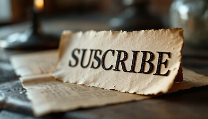 Subscribe Button on Vintage Paper Background