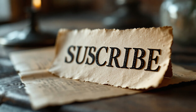 Subscribe Button on Vintage Paper Background