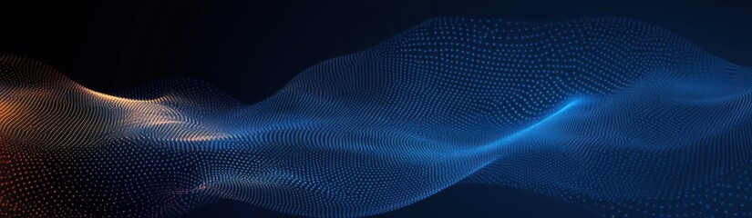 Obraz premium Blue Gradient Abstract Lines with Flowing Dots and Minimalist Design