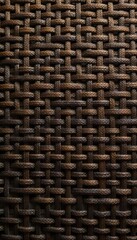 Dark brown bamboo mat, intricate woven pattern , close-up, bamboo mat