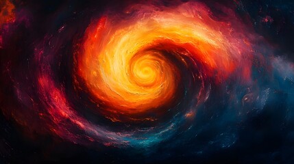 A Captivating Scene of Swirling Spirals with Brilliant Colors Over a Dark Canvas Featuring Fluid Textures and Depth