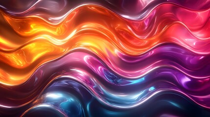 Fototapeta premium High-Energy Artwork Featuring Liquid Rainbow Metal with Intricate Shiny Wavy Textures Capturing Movement