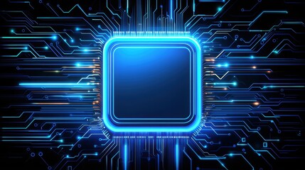 High tech background template design with theme of humanoid robot.