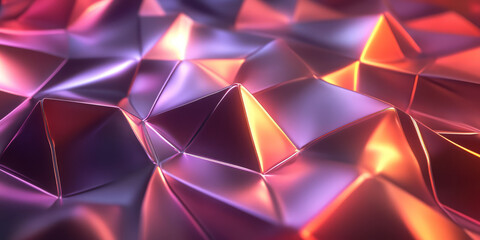 A sleek 3D abstract background with an intricate pattern of neon-infused triangular waves, softly pulsating with energy. The dynamic reflections and immersive depth add a futuristic sci-fi appeal.