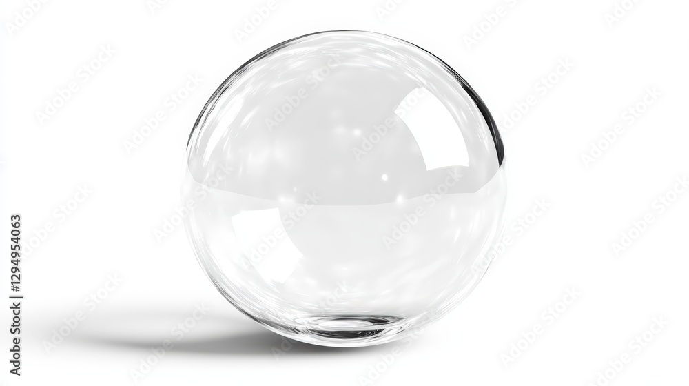 Poster glass egg placed on a white background showcasing texture and transparency with soft lighting effect