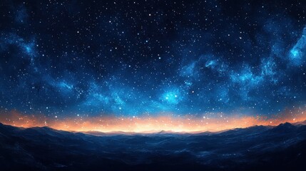 Naklejka premium Serene Night Sky with Twinkling Stars and Soft Moonlight Glow