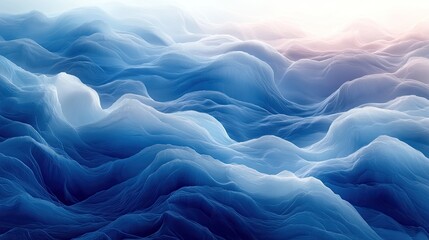Obraz premium Abstract representation of serene ocean waves in varying shades of blue and white, evoking tranquility