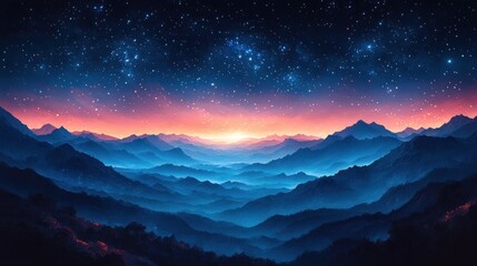 Fototapeta premium starry night sky with blue gradient soft moonlight glow tranquil atmosphere