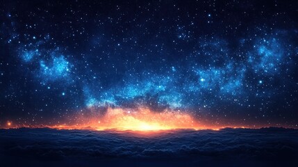 Fototapeta premium night sky filled with twinkling stars and glowing moonlight in blue gradient