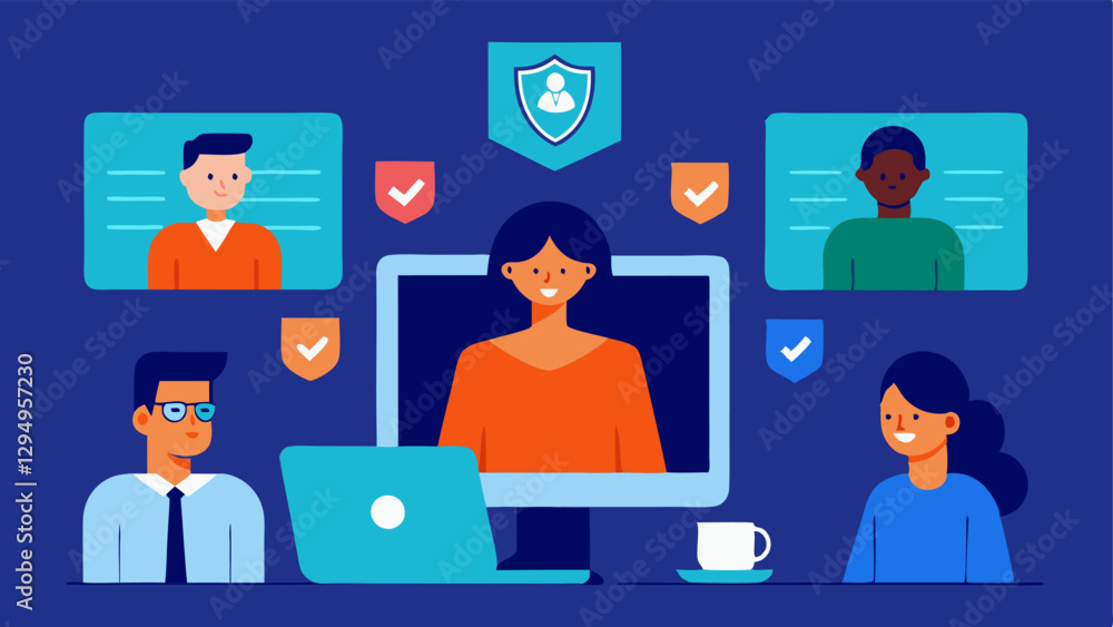 Aufkleber virtual meeting on cybersecurity a depiction of a virtual meeting with participants discussing cyber