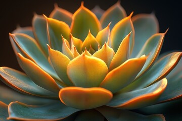 Fototapeta premium Vibrant Agave Plant Leaves Surreal Ethereal Glowing Floral Pattern