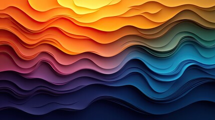 Abstract layered waves in vibrant sunset colors, creating a serene and dynamic background
