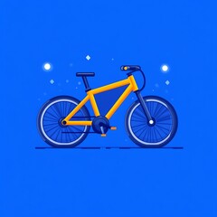 Fototapeta premium Colorful illustration of a bicycle on a vibrant blue background with subtle sparkle