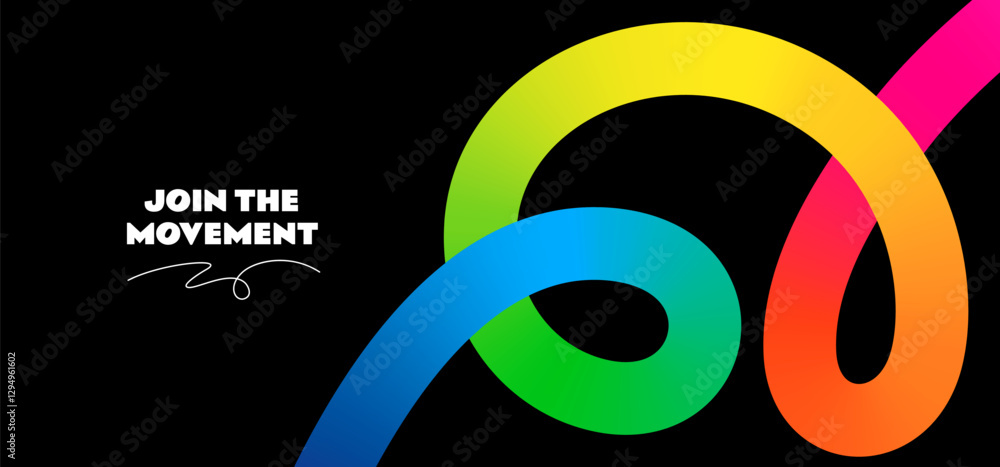 Poster Abstract Line with Color Gradient. Background with 3D Spiral Shape. Vector Rainbow Wave. Graphic Design with Curved Color Ribbon