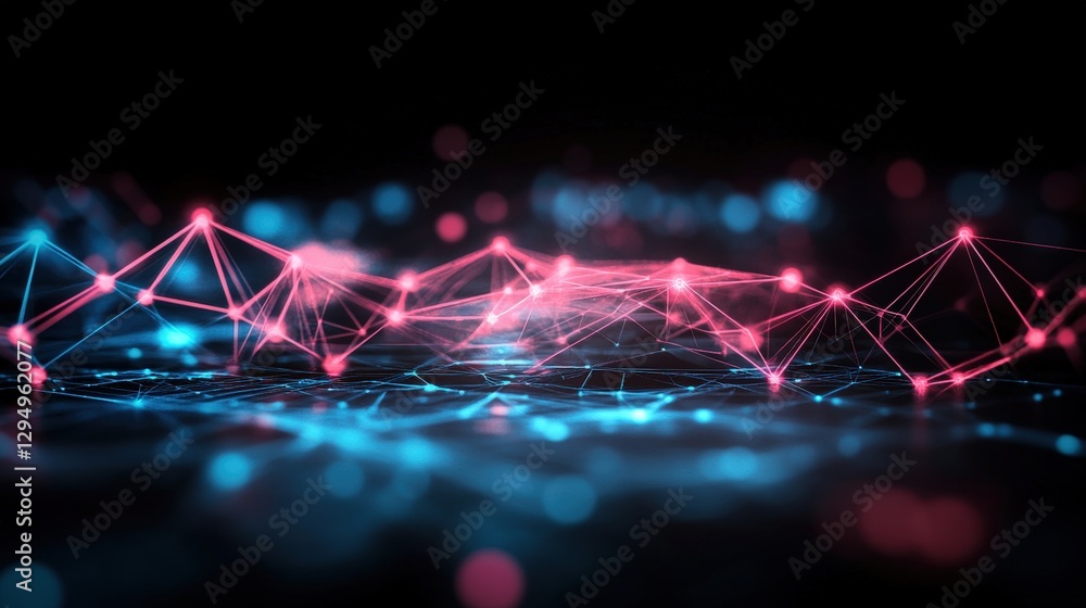 Poster abstract technology background with connected lines and dots illustrating digital communication and 