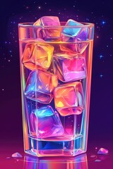This vibrant glass brimming with colorful ice cubes captures the essence of spring. Perfect for a warm day, it combines floral notes and refreshing tastes