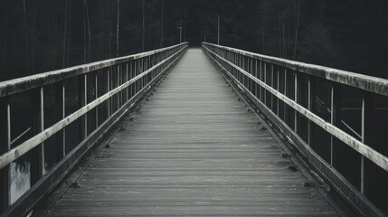 Dark Forest Wooden Bridge Path