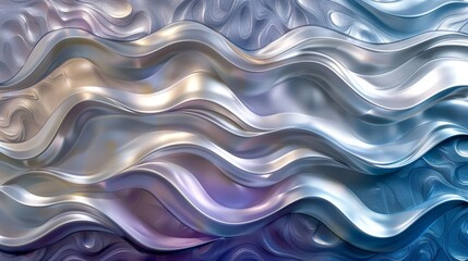 Silver Waves on Pastel Blue & Lavender