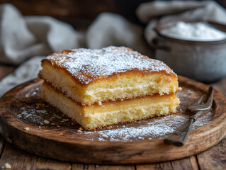 A light and airy Hungarian Dobos torte with caramelized sugar topping.