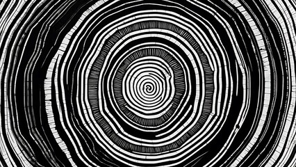 Obraz premium Abstract Spiral: Concentric Rings, Monochrome Pattern, Black and White Design