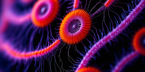 Abstract texture displays colorful bubbles and organic formations