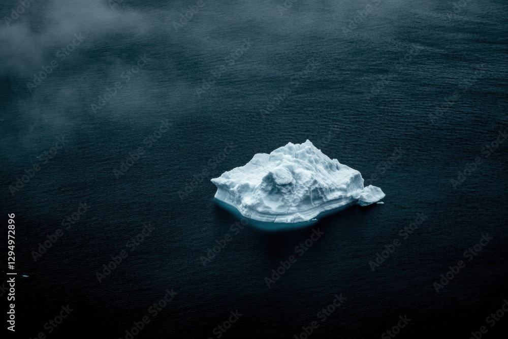 Aufkleber Melting iceberg floats in dark blue waters under an empty sky creating a stark contrast in nature. Generative AI