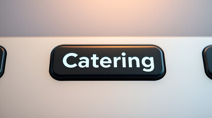 Catering is the business of providing food service at a remote site, text concept button on keyboard