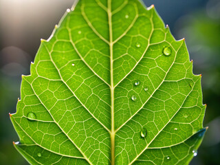 Fototapeta premium green leaf background. leaf, nature, plant, macro, texture, abstract, vein, closeup, tree, close-up, botany, pattern, leaves, detail, close, spring, color, green, garden, organic, ecology, foliage, fr