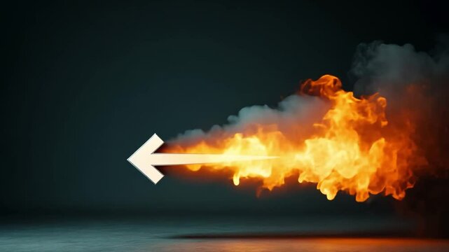 Blazing Arrow: A white arrow is enveloped in a fiery plume, creating a dynamic visual that evokes energy, direction, and the concept of rapid progress.