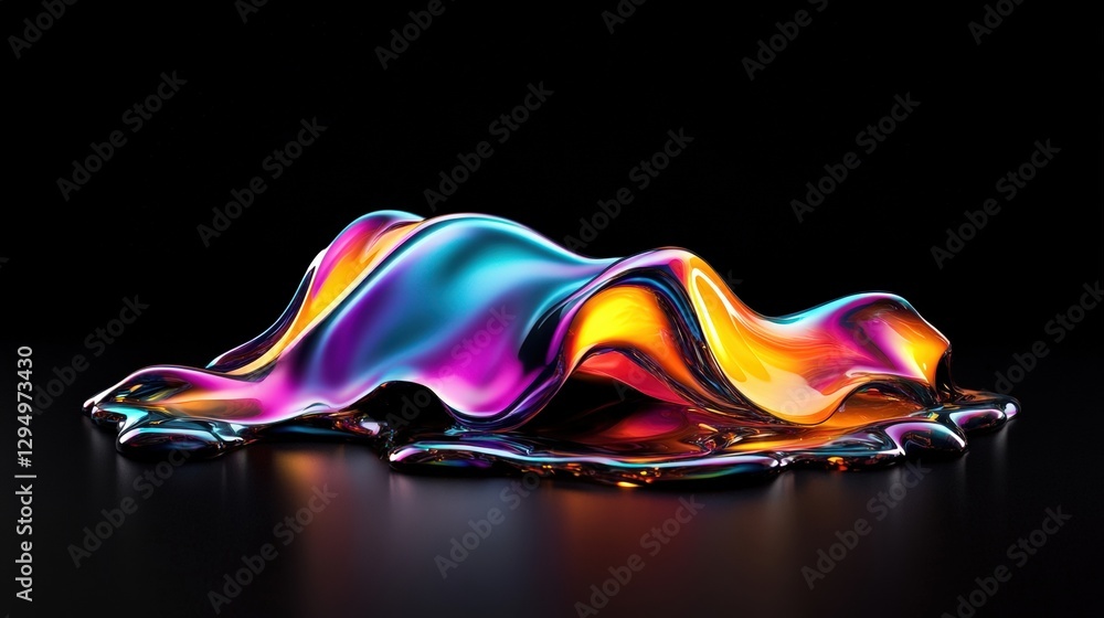 Aufkleber liquid splash creating dynamic patterns on black surface with reflections and motion freeze effect