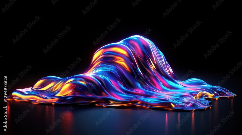 Poster colorful liquid flowing down a black background creating vibrant abstract patterns and textures