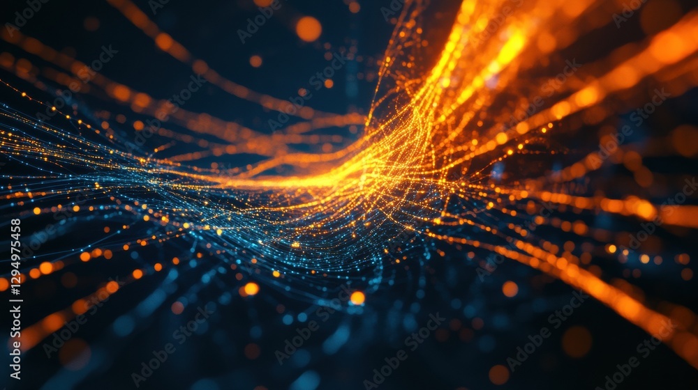 Aufkleber Glowing handshake symbolizes abstract business connection with digital lines at night. Generative AI
