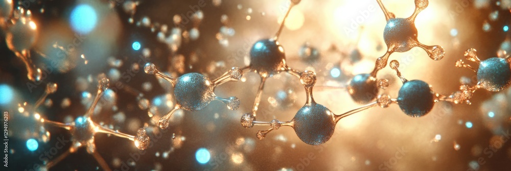 Leinwandbilder microscopic gas particles suspended in the air illuminated by light, showcasing their dynamic moveme