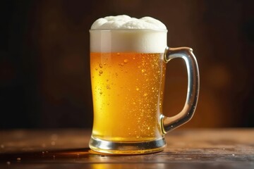 Golden beer pours, overflowing with thick white head, frothy, brew